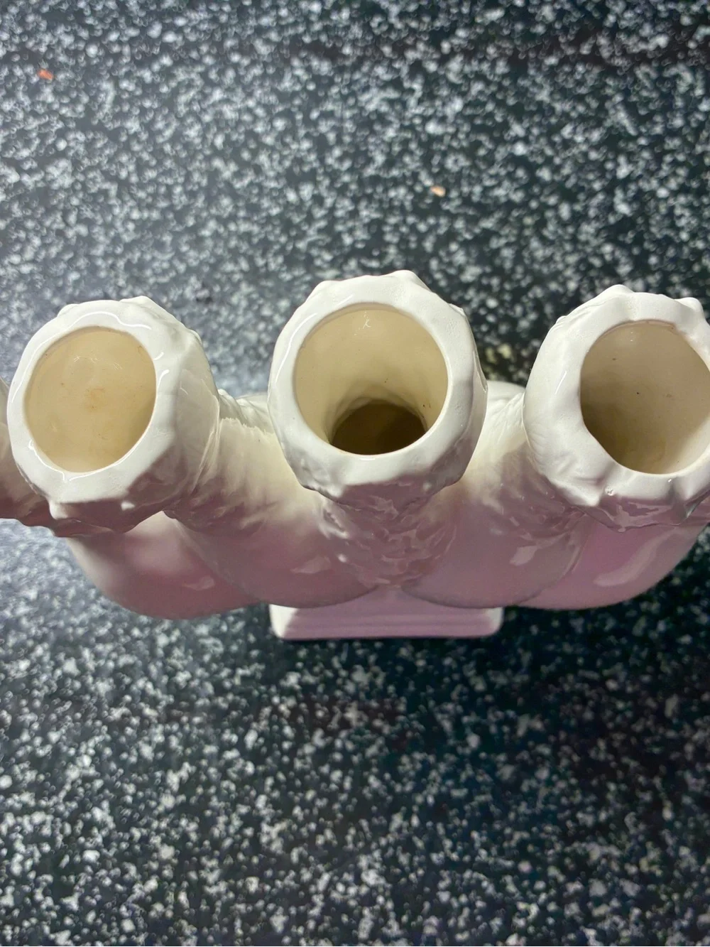 Vintage Beautiful Unbranded 5 Finger Porcelain Tulip Flower Vase 8”